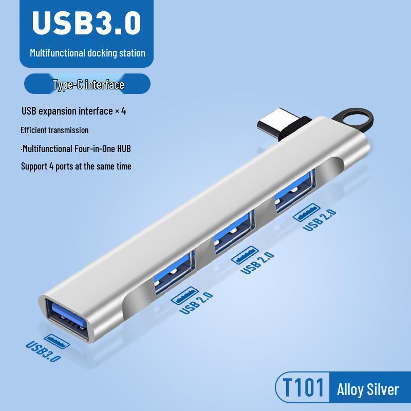 Type-C Multiport Hub: Side-Mounted 4-in-1 USB3.0 Docking Station