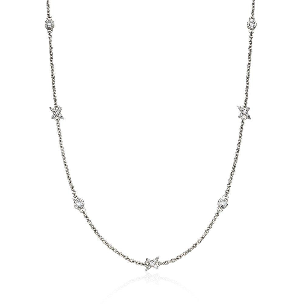 Nova Silver (W) Pave Station Necklace Hl1N54120W9430