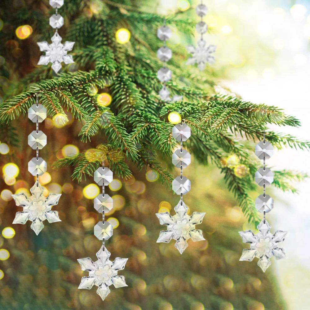 30PC DIY Christmas Crystal Snowflake Pendant Christmas Acrylic Decorative Pendant Pendant Wedding Holiday Party Venue Decoration