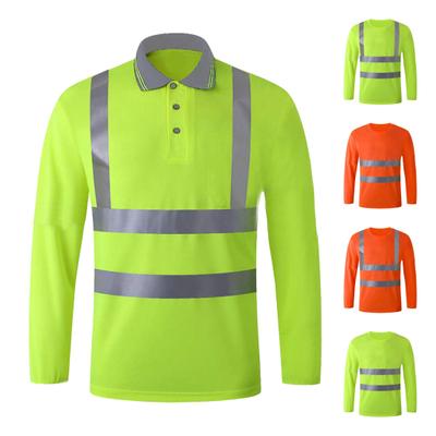 Reflective Safety T-Shirt 360 Degree Reflective Zones High Visibility Quick Dry Long Sleeves Outdoor Construction Worker Top for Night Shift
