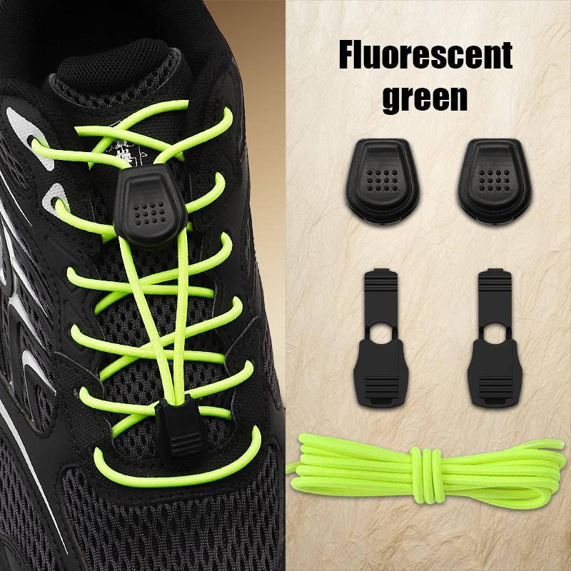 Easy On Off No Tie Shoelaces with Dot Button Quick Lock, Stretch Elastic Laces for All Athletic & Casual, Time-Saving Lazy Laces