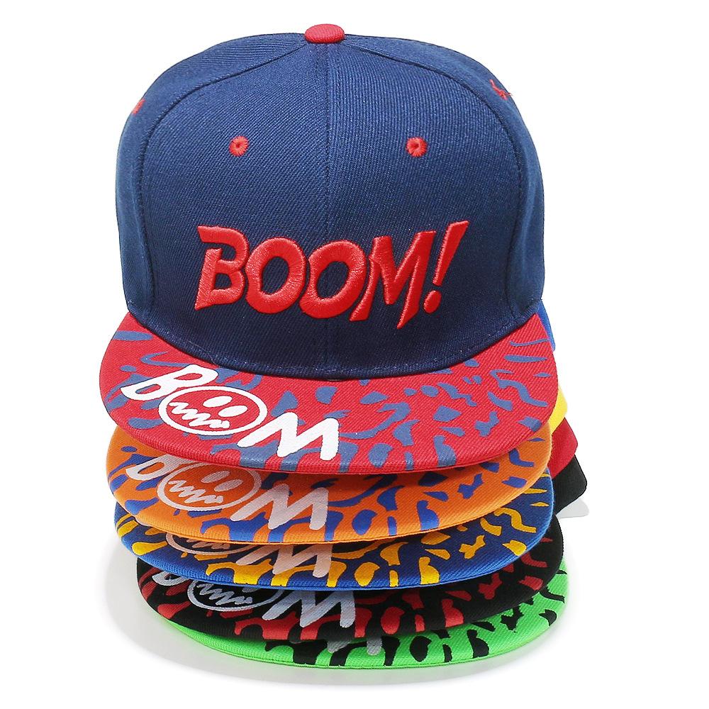 Spring and summer new hip hop hat BOOM letter embroidery graffiti flat brim baseball cap hip-hop flat edge hat men