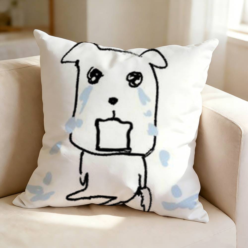 Cute Cartoon GGanadi Dog  Square DoubleSided printed Pillow Case Bedroom Bedside Pillow Sofa Cushion Cover