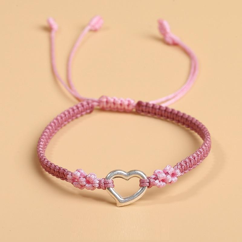 

Fashion Adjustable Handmade knit Braided Couple Bracelet Sweet Pink Bestie Friendship Zircon Sets розовый