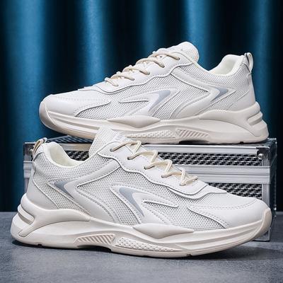 Zapatos de Malla para Hombre Estilo Papá Verano Transpirables Blancos Versátiles Tendencia Masculina Versátiles Suela Gruesa Zapatos Deportivos para Estudiantes Zapatillas de Hombre