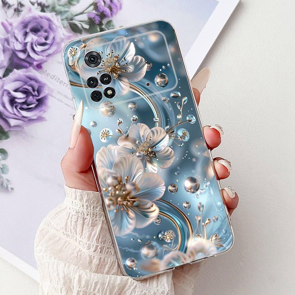 For Xiaomi Poco M4 Pro Elegant Floral Butterfly Phone Case For Xiaomi Poco M4 5G PocoM4 Pro 5G 4G Soft Silicone TPU Cases