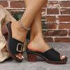 Large size sandals women's summer high heels sandals metal word belt large size sandals