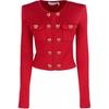 Solid Color Round Neck Short Knit Long Sleeve Jacket Women Jackets Red AW24083SJR