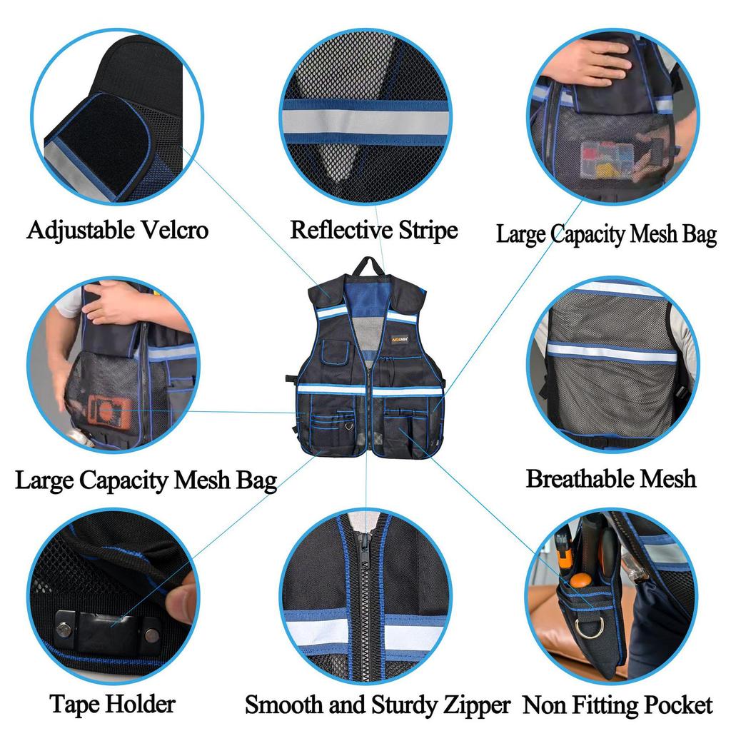 Electrician Multi-Pocket Reflective Work Vest
