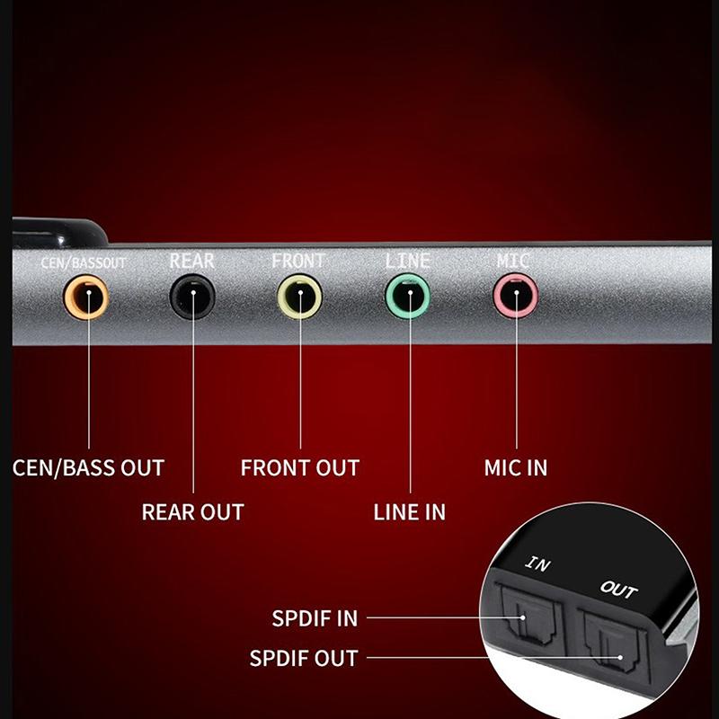 Usb Laptop Desktop Computer Sound Card 5.1 Channel Professional Optical External Audio Card Converter For Laptop Accessories