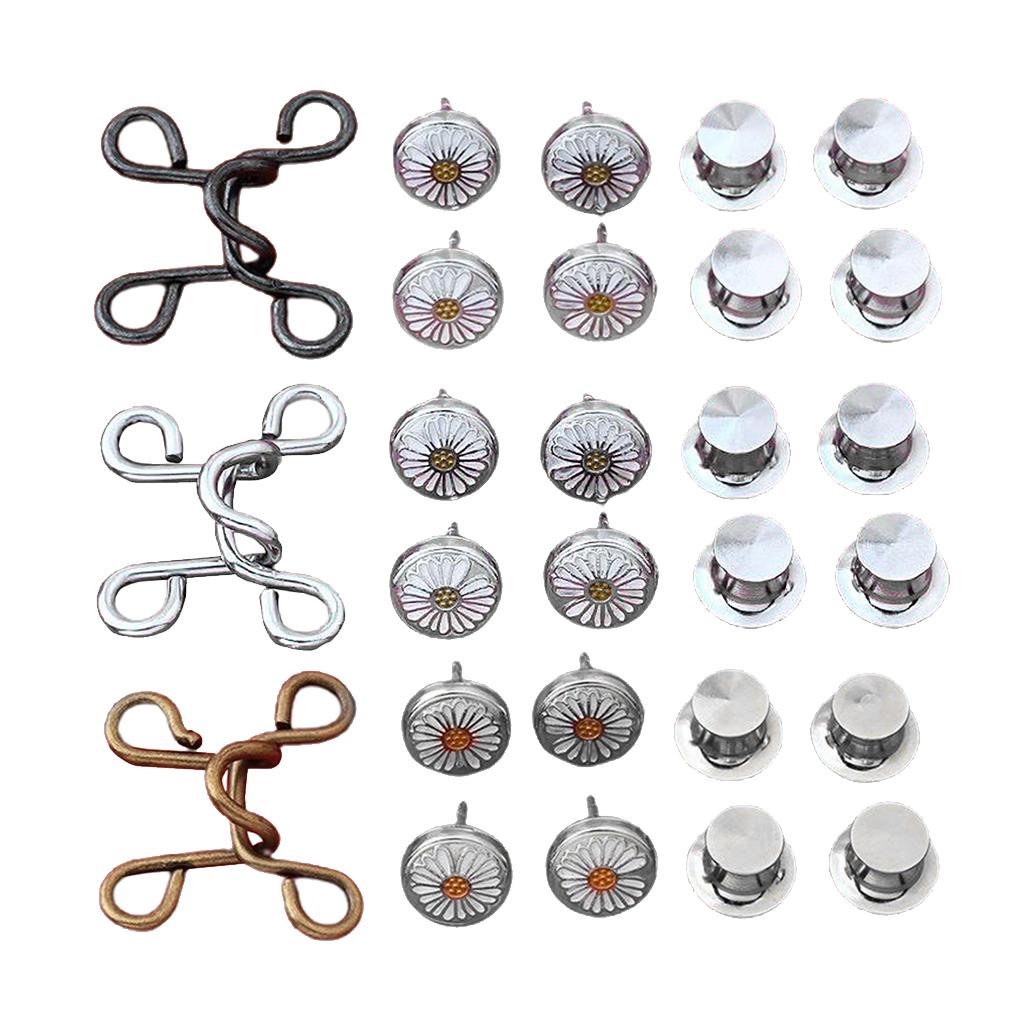4 Sets Adjustable Size Buckle Extender Set Replacement Metal Button