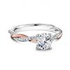 Delicate Two Tone Twist Women Rings Classic 4 Claw Design Shiny CZ Female Wedding Engagement Rings Romantic Girl Gift New
