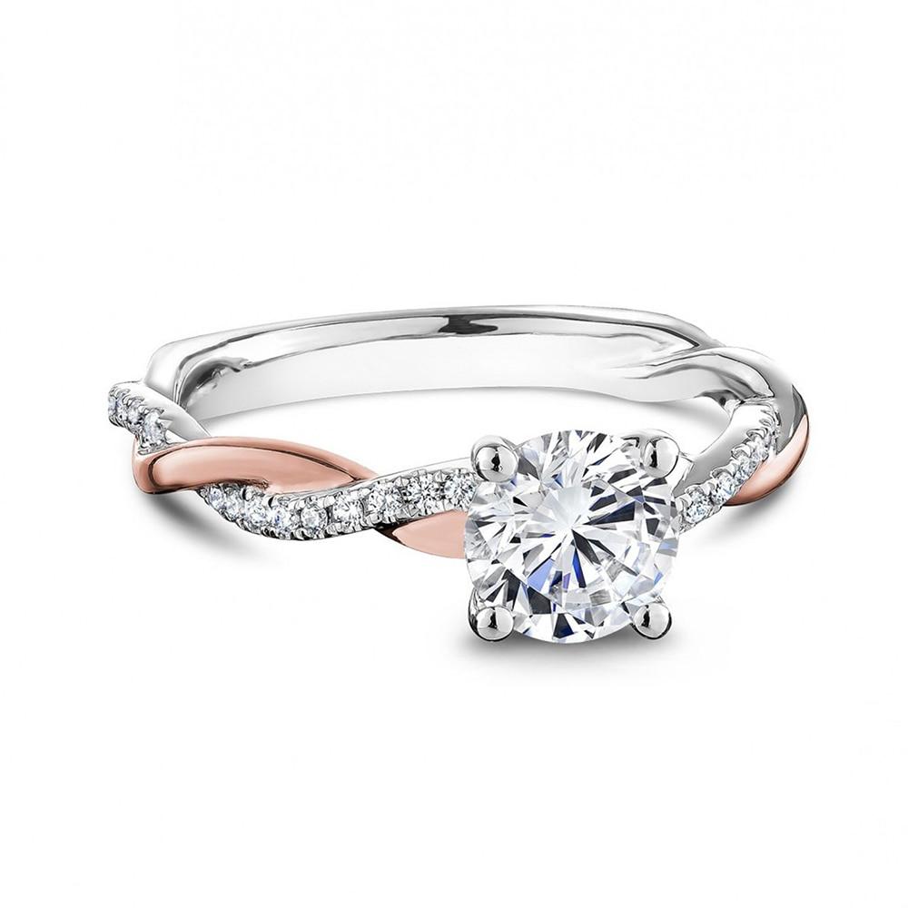 Delicate Two Tone Twist Women Rings Classic 4 Claw Design Shiny CZ Female Wedding Engagement Rings Romantic Girl Gift New