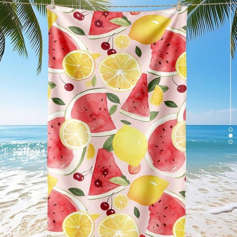Fruit Floral Print Microfiber Beach Towel Quick Dry Bath Blanket Light Portable Towel For Summer Beach Swimming Pool Holiday