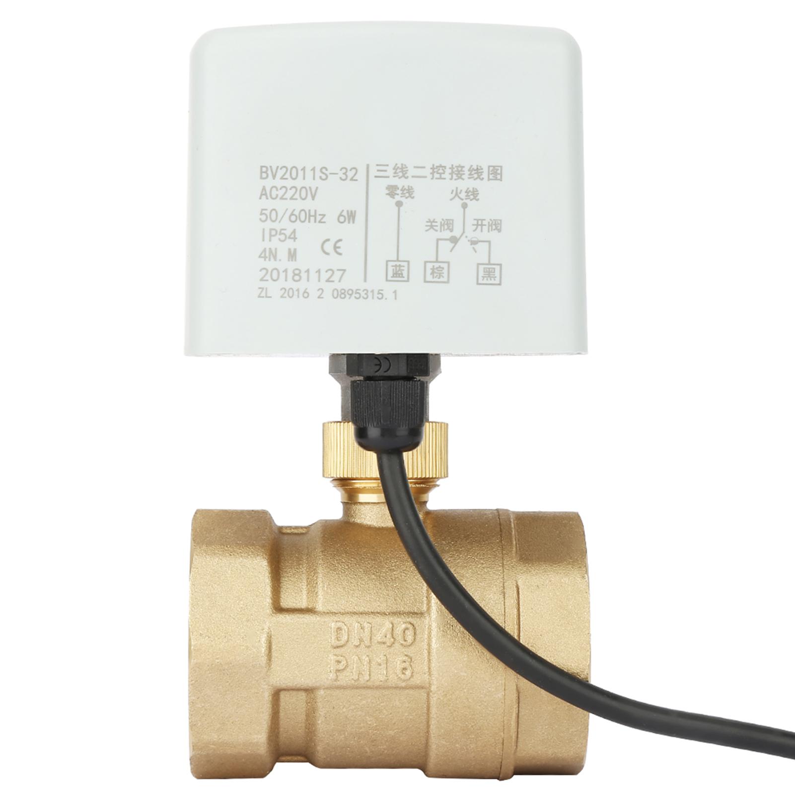 

AC220V DN40 1 1 2 Двоходовий трипровідний латунний електричний моторизований кульовий кран чорний