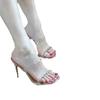 2025 Summer New Transparent Strappy Crystal Diamonds High Heels Open Toe Sandals Women Outdoor Shoes