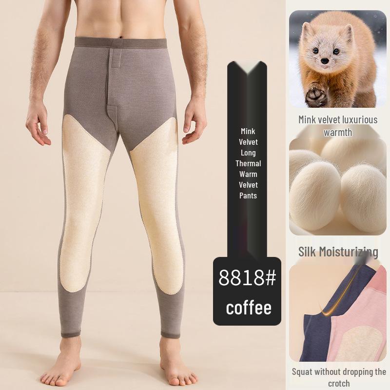 Men's and Women's High Waist Winter Velvet Lined Pants: Thickened Knee Pads, Warm Cotton Wool Base Layer, Autumn Thread, Silk Touch.