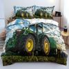 Farm Tractor duvet cover with Pillowcases,Rustic 3D Machinery Design, Super Soft Microfiber Full/Queen Size,Kids Room Decor Gift