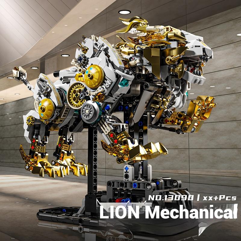 1073 PCS Electric Building Blocks Toy Set, Mechanical Lion Animal Toy Ornaments Model Assembly, Aldults Birthday Toy Gift