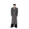 2025 Autumn Men's Plus Size Loose Wool Trench Coat with British Metal Detailing - Trendy Hong Kong Style 