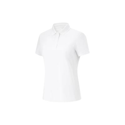 Li Ning Fitness Series Solid Color Ice Feel Cool Casual Short Sleeve Polo Shirt Women Tops Standard-White APLU128-1