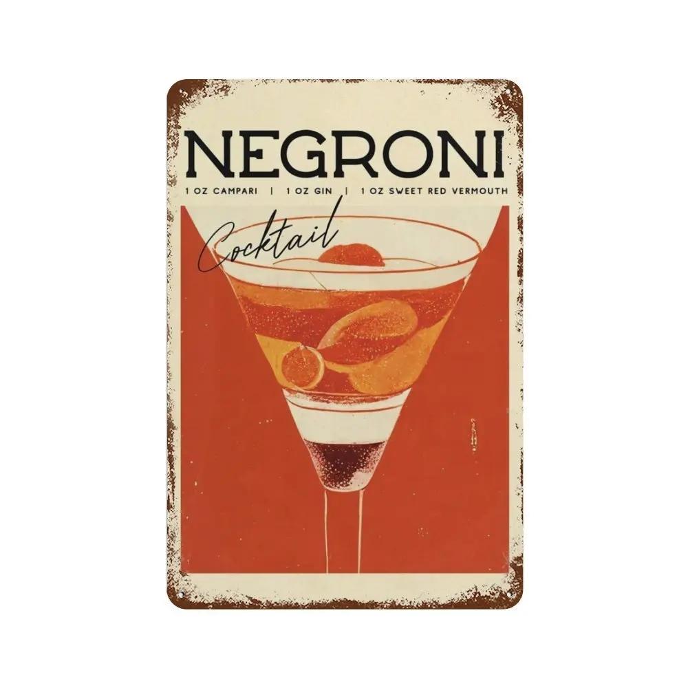 Vintage Fruit Juice Metal Tin Sign Mojito Aperol Spritz Posters and Sangria Drink Negroni Plaque for Club Bar Shop Home Decor
