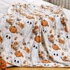 1pc Halloween Ghost & Pumpkin Pattern Plush Blanket, Perfect Gift for Celebrations, Ideal for Holiday Presents & Cozy Home Decor