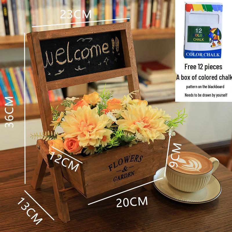 Small Chalkboard Ornament: Solid Wood Decor for Coffee Shops, Homestays, Milk Tea Shops, Bars, and Home.