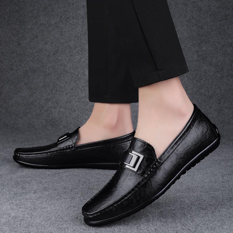 Fashion New Men's Flats Genuine Leathe Men All-match Casual Shoes High Quality Mens Comfortable Loafers Mens Slip On Walking Footwear