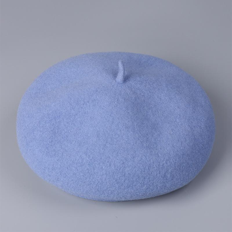 Winter Warm High Quality Australian Wool Roll Edge Beret Cap Women'S Winter Elegant Dome Solid Color Wool Painter Hat
