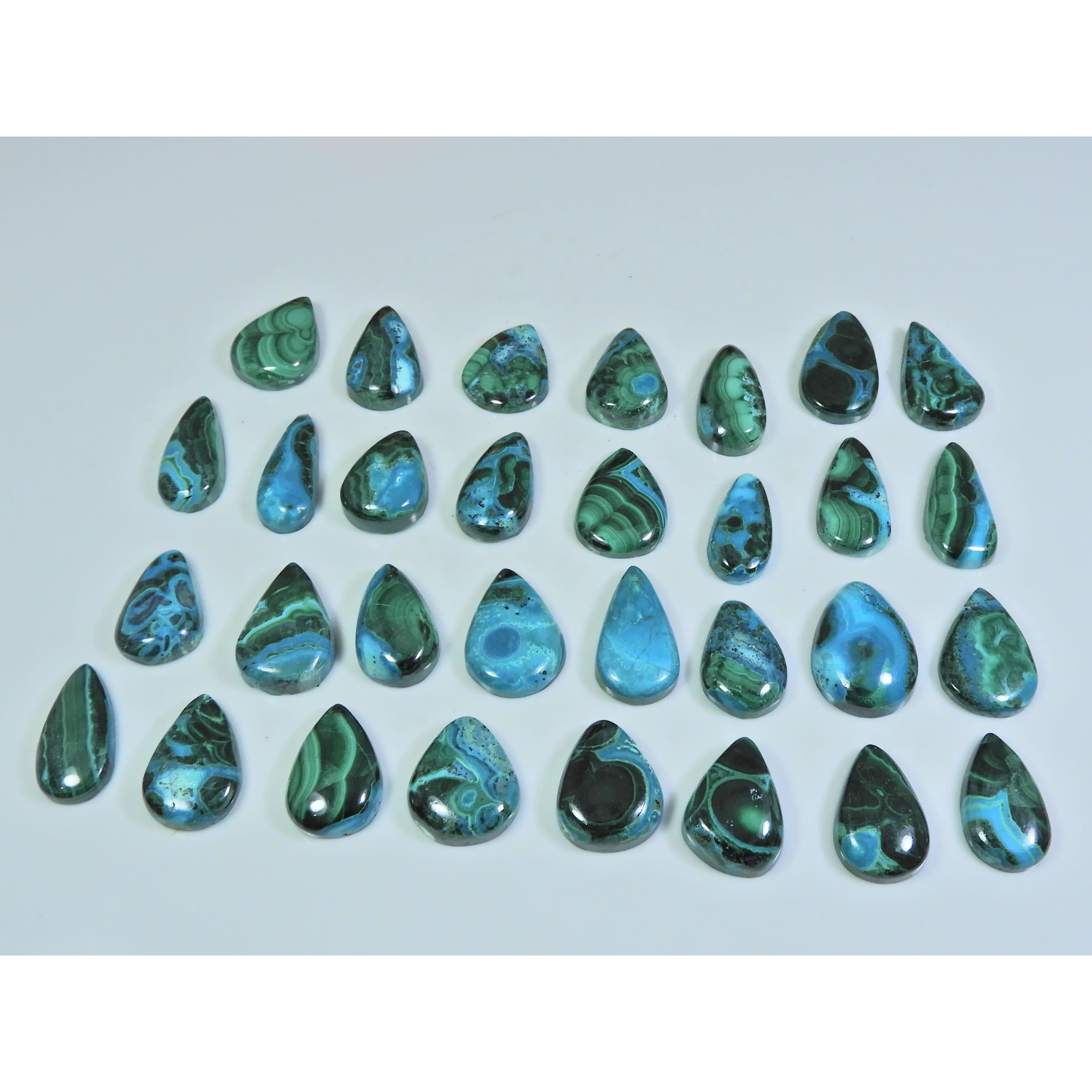 

11X15-11X19ММ Натуральная хризоколла Малахит Груша Кабошон Драгоценный камень 31 шт. Лот C-70