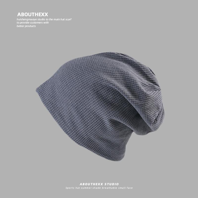 Baotou Hat Men's All Match Woolen Hat Drawstring Design Pile Hat Large Head Circumference Warm Knitted Hat Trendy