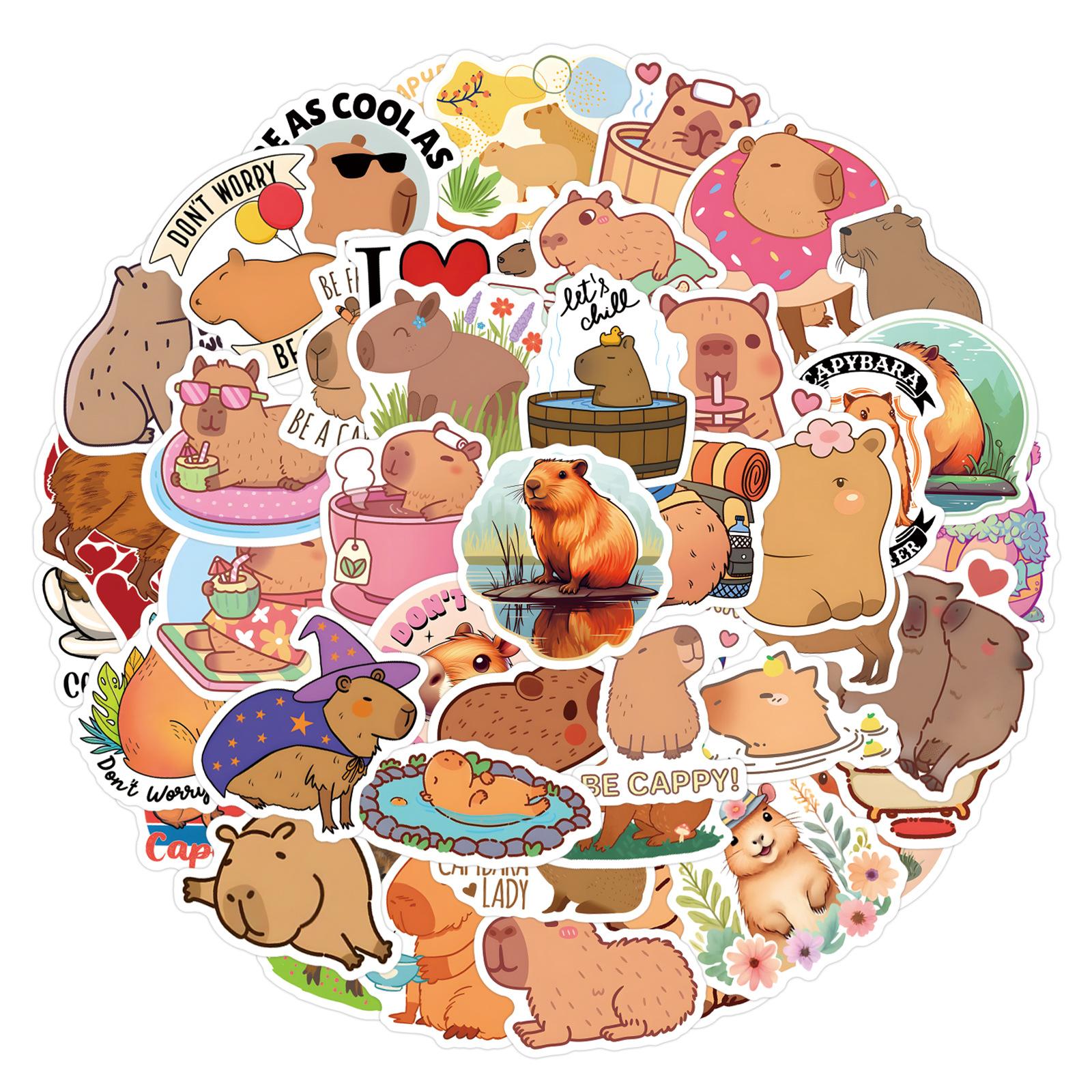 

60 Cartoon Capybara Capybara Graffiti Stickers Children s DIY Skateboard Suitcase Mobile Phone Waterproof Stickers