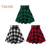 Women Plaid Print Mini Skirt Elastic High Waist Skater Skirt A-Line Spring Autumn Girl Hip Hop Style Skirt Clubwear
