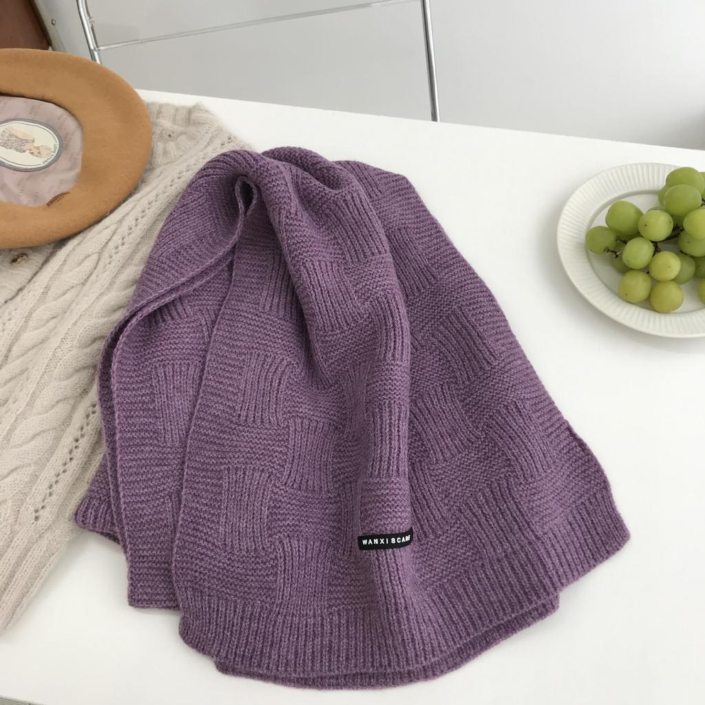 Korean version of the new simple solid color wool scarf women's autumn and winter thickened ins student warm scarf shawl men's versatile