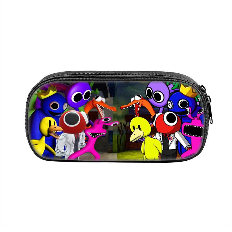 Rainbow Friends Cartoon Pencil Case With Durable Nylon Material Large Capacity School Storage