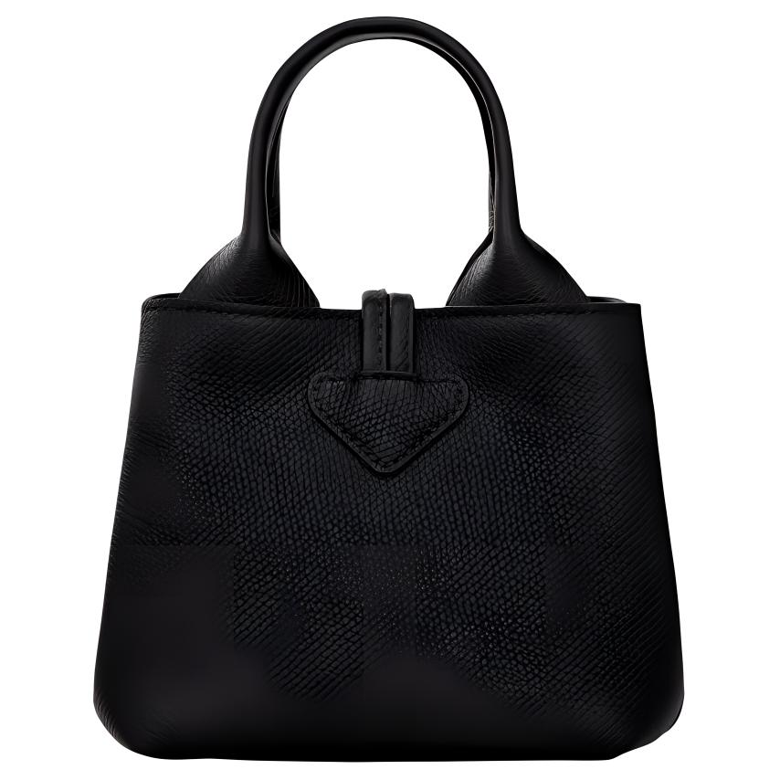 Longchamp Le Roseau Bamboo Closure Detachable Adjustable Shoulder Strap Leather Shoulder Crossbody Handbag Women Handbag Black 10278HFP001