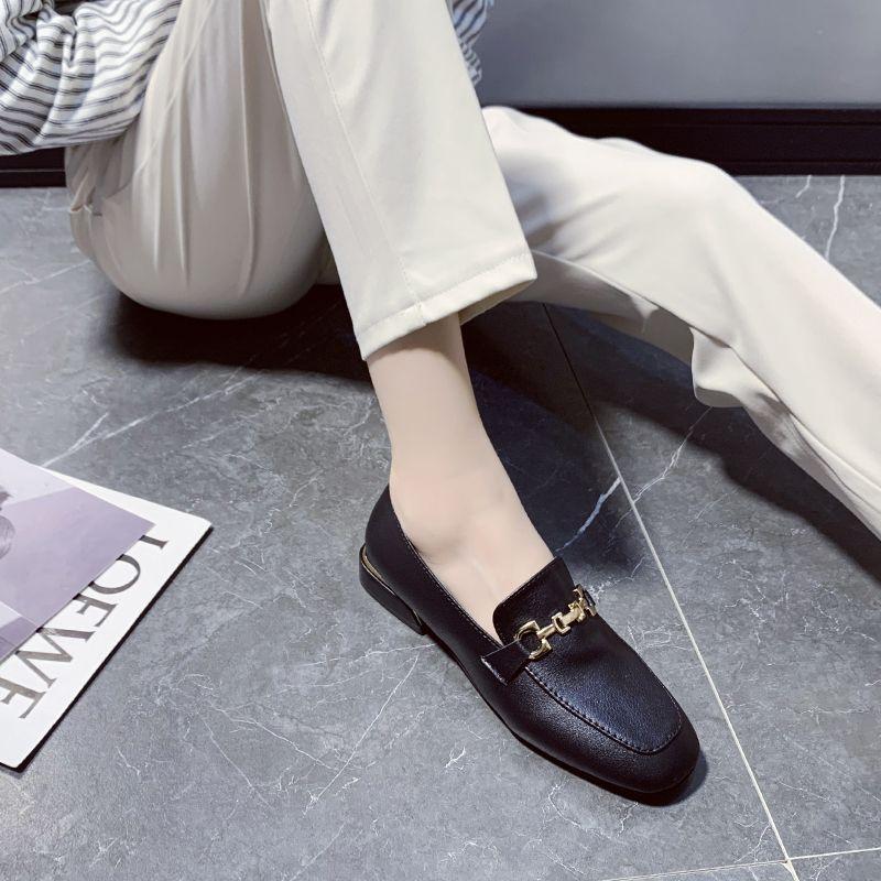 Fashion versatile low-heeled British style spring comfortable work soft-soled single shoes for women 2025 spring and summer new small leather shoes fo