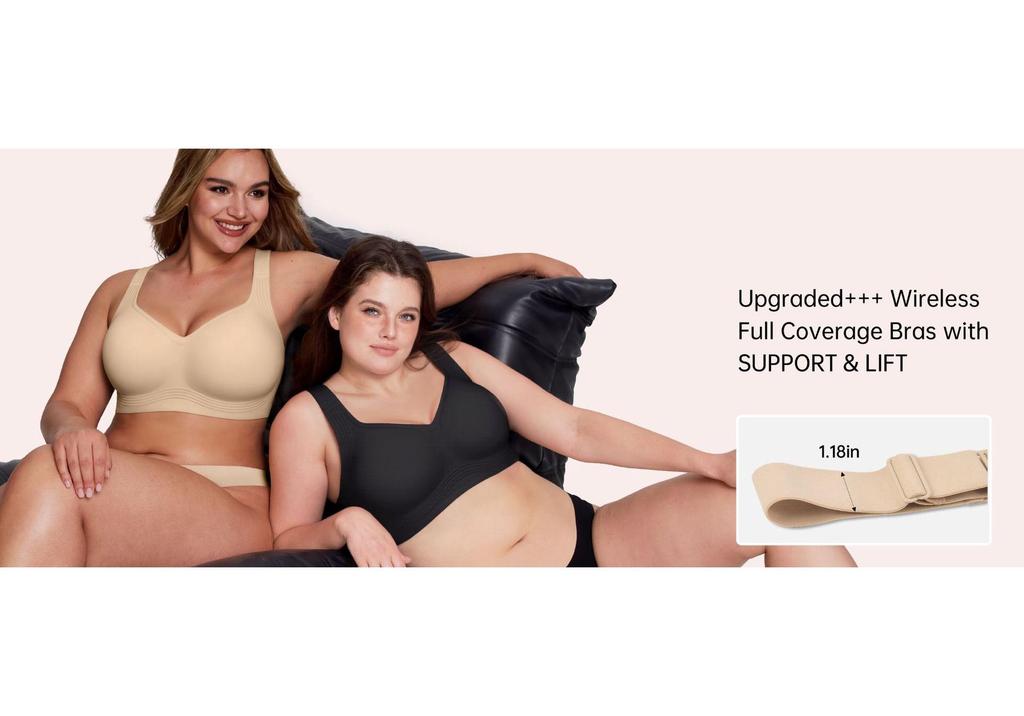 Plus Size Seamless Full Cup Push-Up Bra - Wire-Free, Full Coverage Support