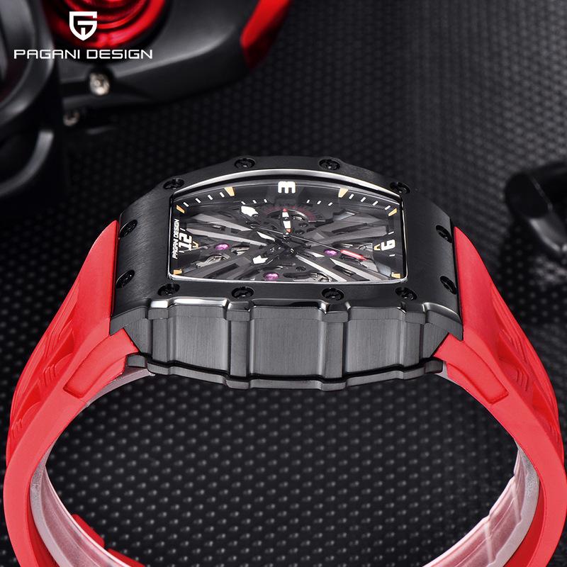 Pagani Design Hochwertige, wasserdichte, leuchtende Quarzuhr in Tonnenform für Herren