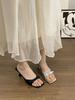 Fairy style~ French beautiful bow silver high heels women's summer thin heels seaside vacation cool slippers outside