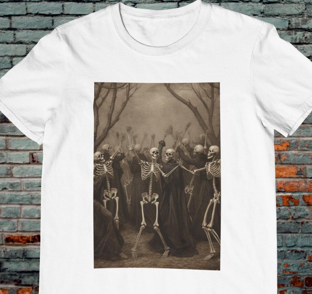 Вечеринка Скелетов Футболка Винтаж Ретро Скелеты Танцуют Унисекс Футболка XXL