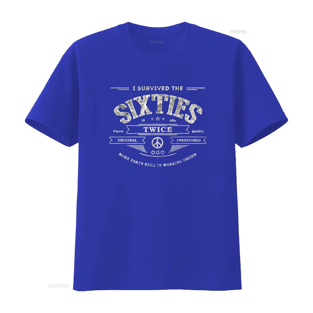I SURVIVED The SIXTIES TWICE Built In 60s 70th 60th Birthday T Shirt Black 3X Large Vintage Washed Designer Clothes Slightly