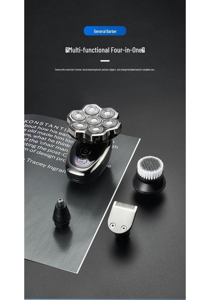 High-Power Waterproof Electric Shaver for Men's Bald Head