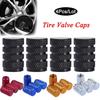 Serrated Aluminum Valve Caps, 4-Pack - Silver