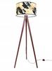 Stehlampe Dreibein Lampenschirm Goldene Blumen LED