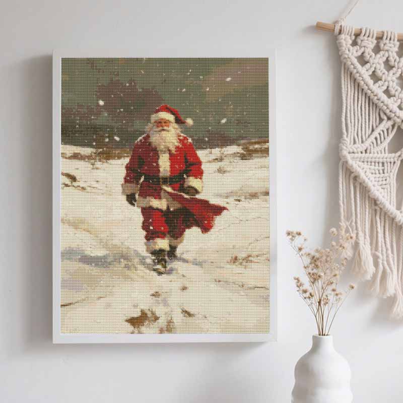 5D Diamond Painting Kit Christmas Santa Snow Scene Full Drill Canvas Art DIY Rhinestone Craft for Bedroom Living Room Wall Decoration