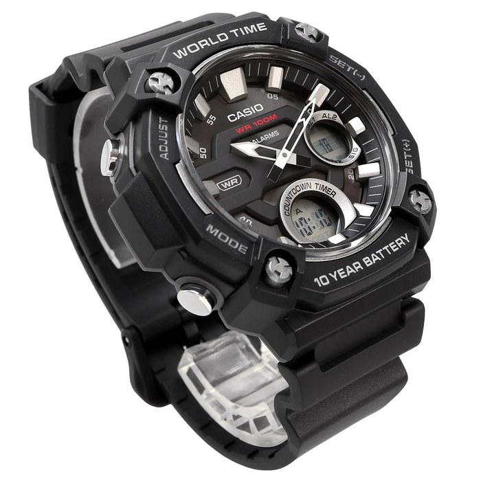 Casio World Time Telememo Quartz Watch AEQ-120W-1AV Men's Black Overseas Model
