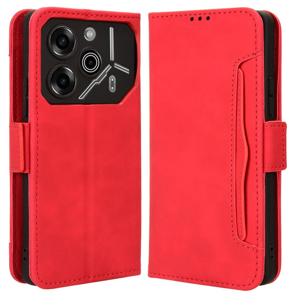 For TECNO Pova 6 Pro 5G LI9 Leather Case Multiple Card Slots Phone Cover -  Red