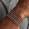 1.5/2/3mm Simple Cuban Chain Bracelets for Men Women,Adjustable Stainless Steel Curb Chain Wristband,Casual Jewelry Gift